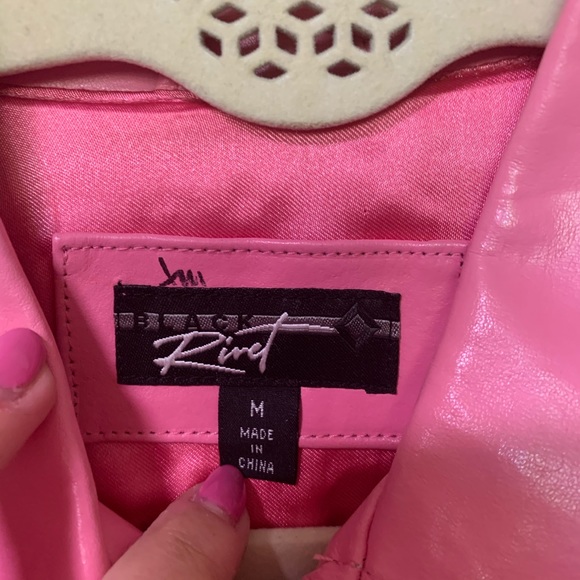 Black Rivet pink 100% leather zip up jacket - Picture 9 of 16